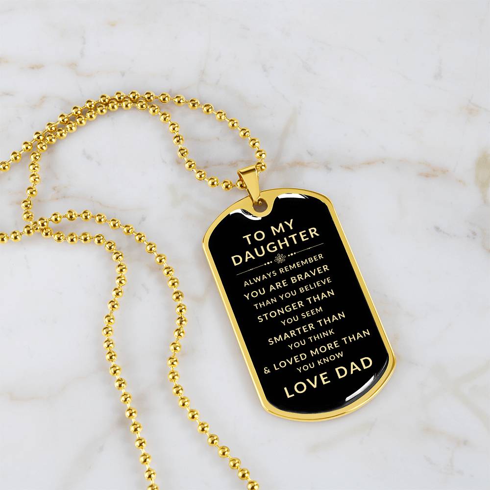Personalized Dog Tag Necklace | Gift to Daughter from Dad