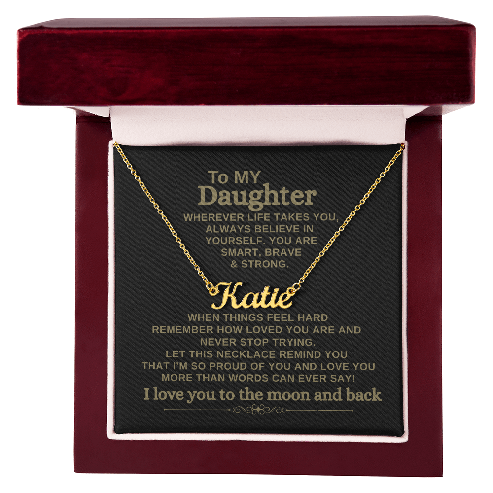To My Daughter - Custom Name Necklace with Personalized Message Card