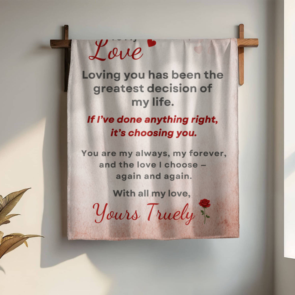 Romantic To My Love mink fleece blanket wall display personalized gift for her