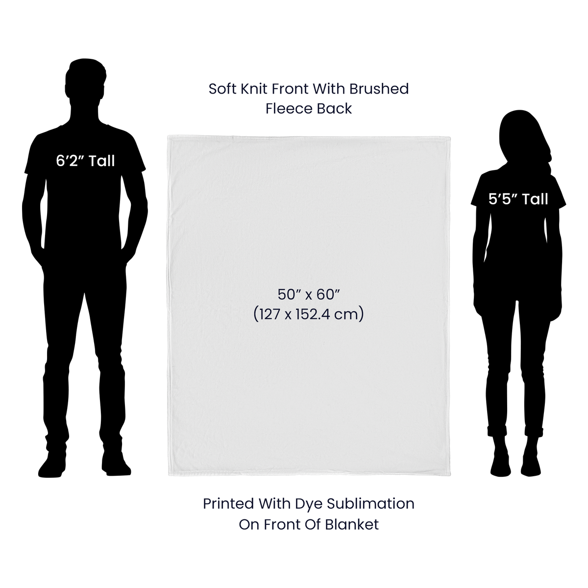 Size Chart for Jersey Fleece Blanket 50x60