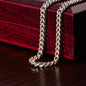 Men’s Cuban link chain necklace in polished stainless steel, classic everyday style