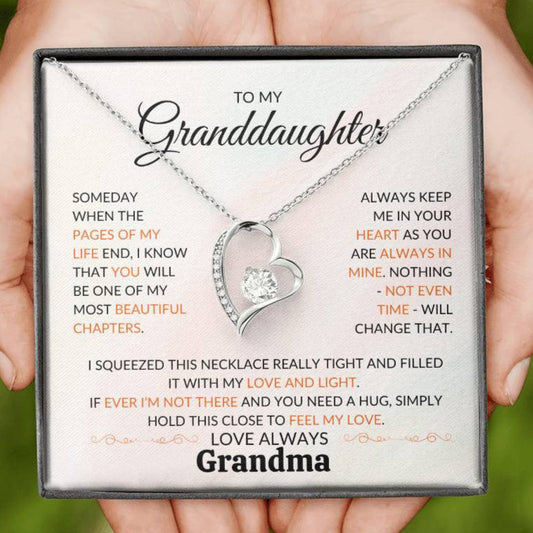 To My Granddaughter Forever Love Necklace with message card saying ‘My Love and Light’ – Giftsy Designs personalized jewelry