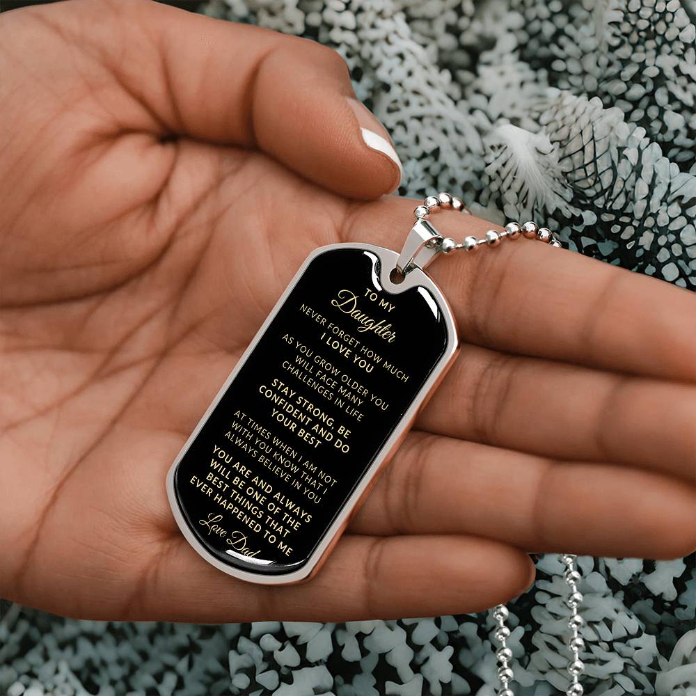 To My Daughter Love Dad | Keepsake Military Necklace | Custom Engrave on Back