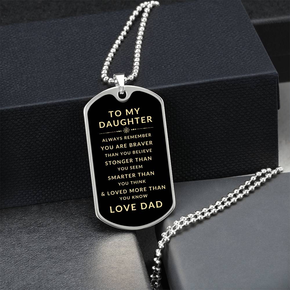 Personalized Dog Tag Necklace | Gift to Daughter from Dad