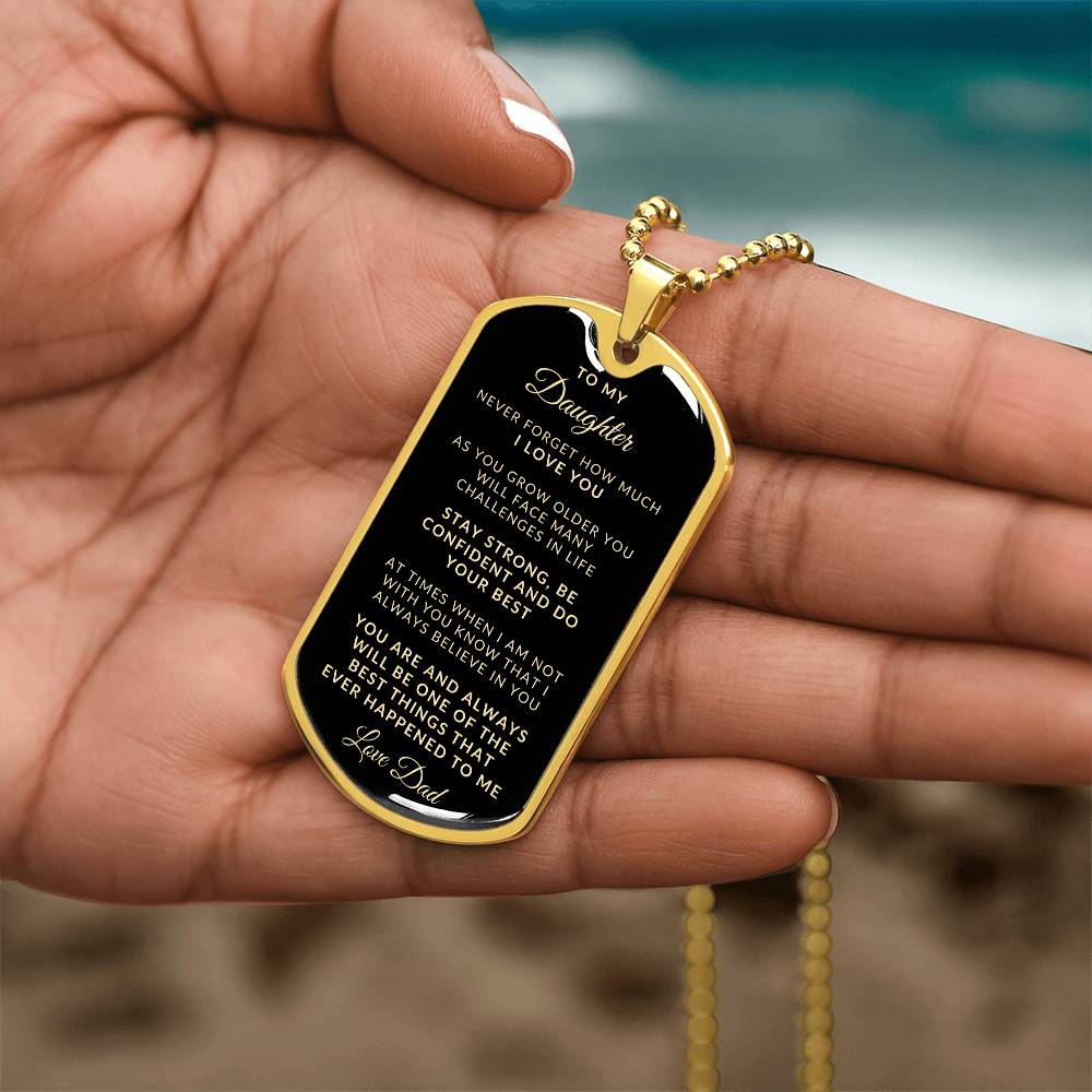 To My Daughter Love Dad | Keepsake Military Necklace | Custom Engrave on Back