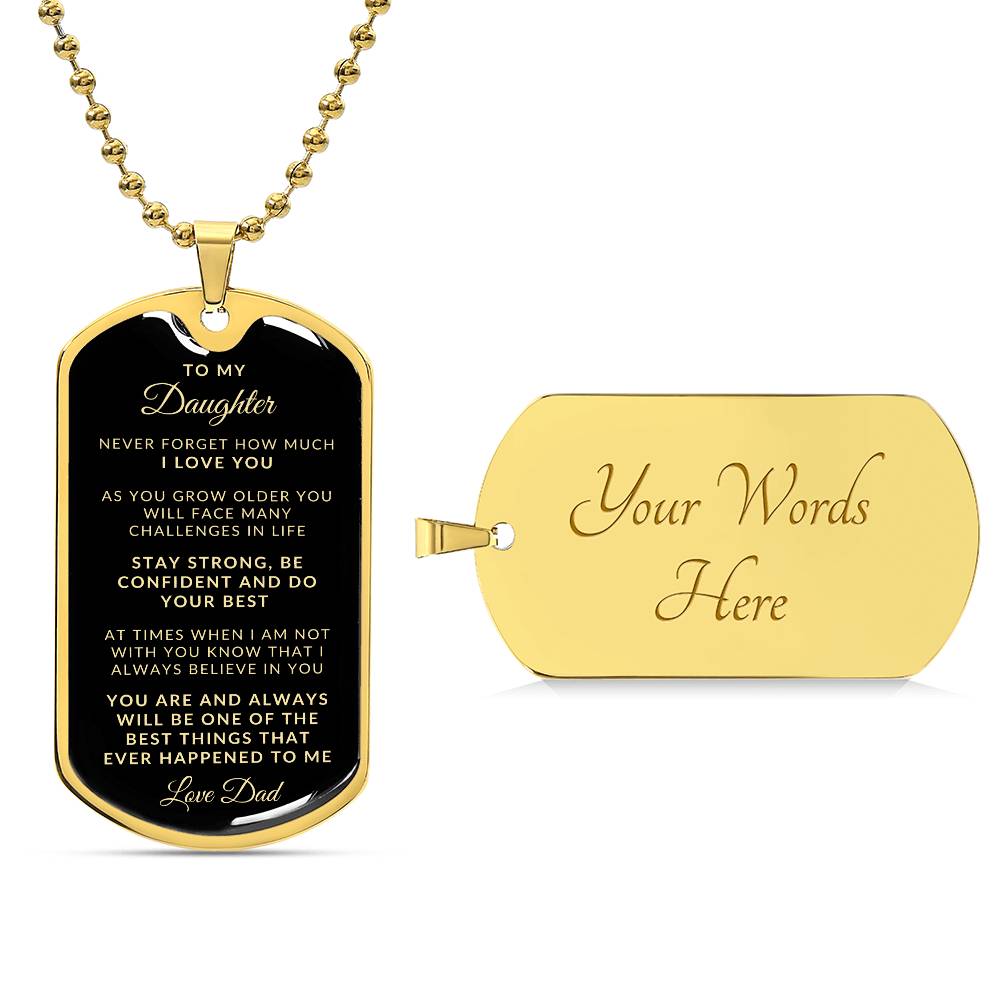 To My Daughter Love Dad | Keepsake Military Necklace | Custom Engrave on Back
