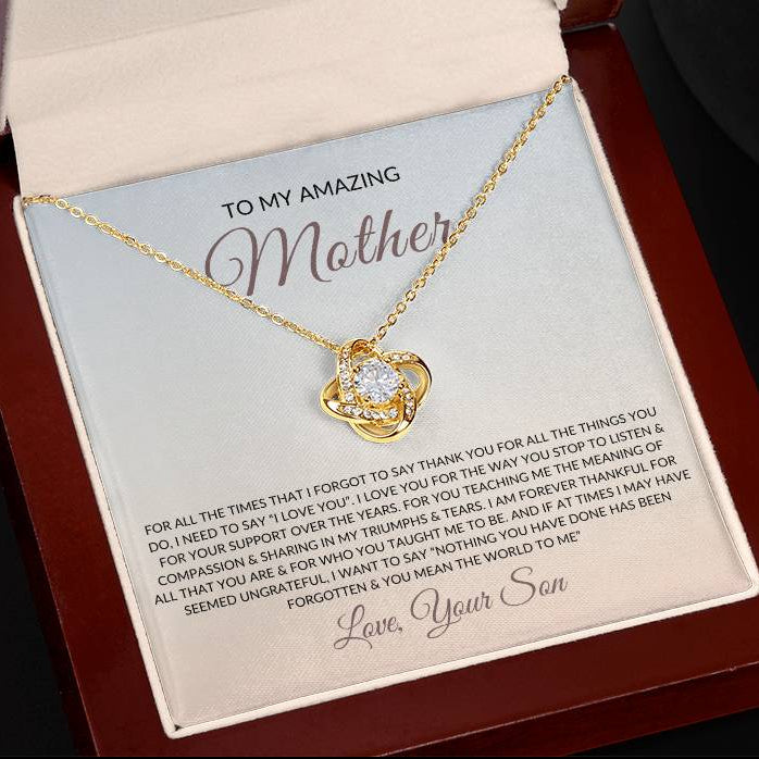 To My Amazing Mom from Son | Love Knot Necklace