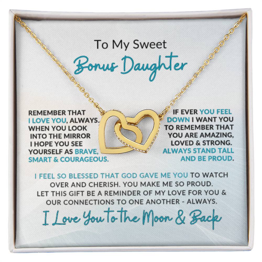 Interlocking Hearts | To Bonus Daughter | I Love You to the Moon & Back