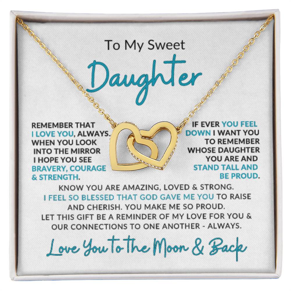 Interlocking Hearts Necklace for Daughter from Mom | Love You to the Moon Gift
