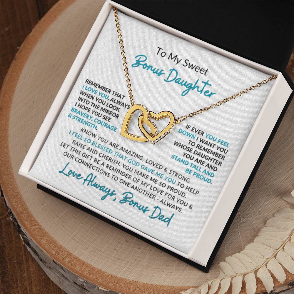 Interlocking Hearts | Speicial Gift for Bonus Daughter for Bonus Dad