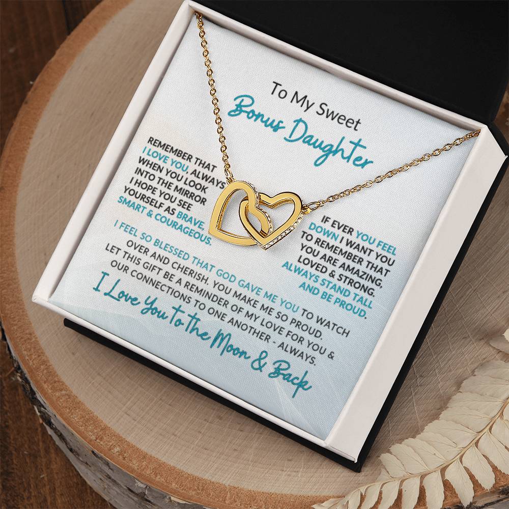 Interlocking Hearts | To Bonus Daughter | I Love You to the Moon & Back