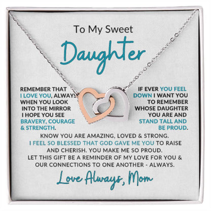 Interlocking Hearts Necklace for Daughter from Mom | Meaningful Gift