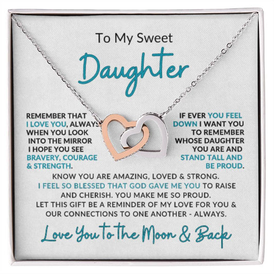 Interlocking Hearts Necklace for Daughter from Mom | Love You to the Moon Gift