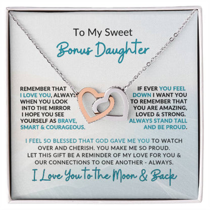 Interlocking Hearts | To Bonus Daughter | I Love You to the Moon & Back