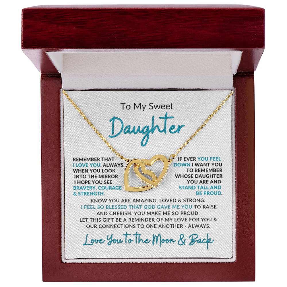 Interlocking Hearts Necklace for Daughter from Mom | Love You to the Moon Gift