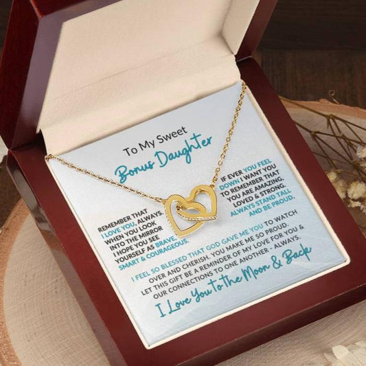 Interlocking Hearts | To Bonus Daughter | I Love You to the Moon & Back