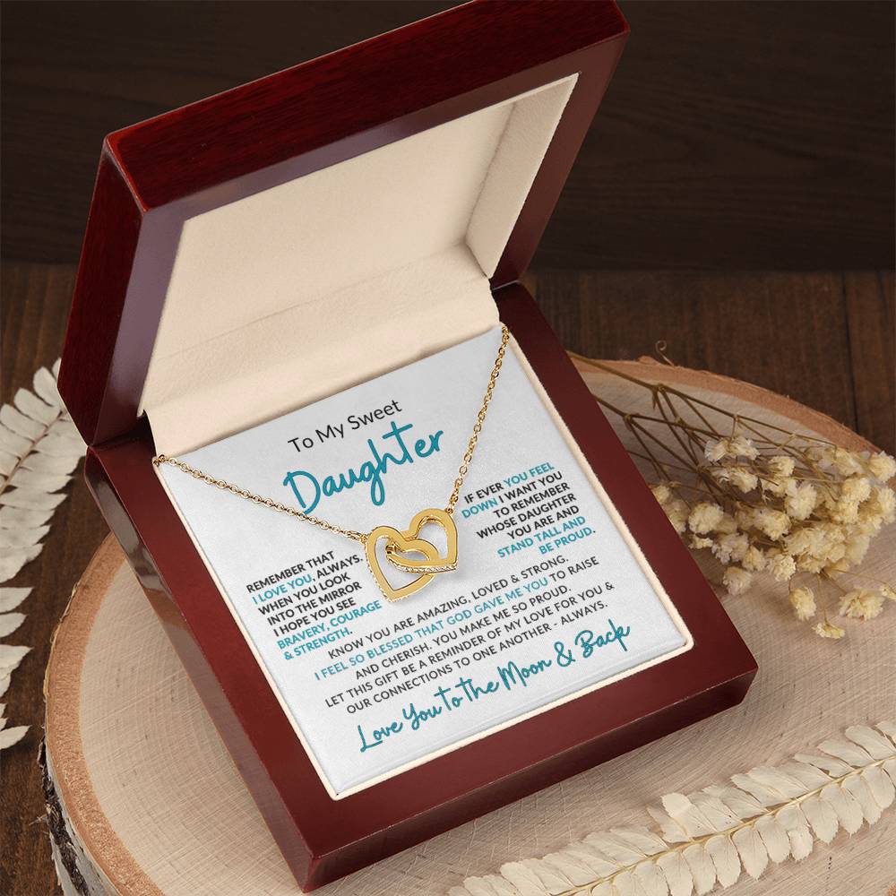 Interlocking Hearts Necklace for Daughter from Mom | Love You to the Moon Gift