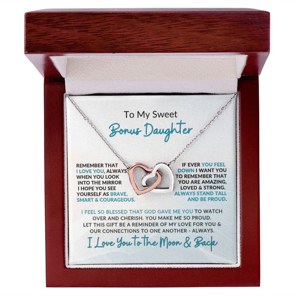Interlocking Hearts | To Bonus Daughter | I Love You to the Moon & Back