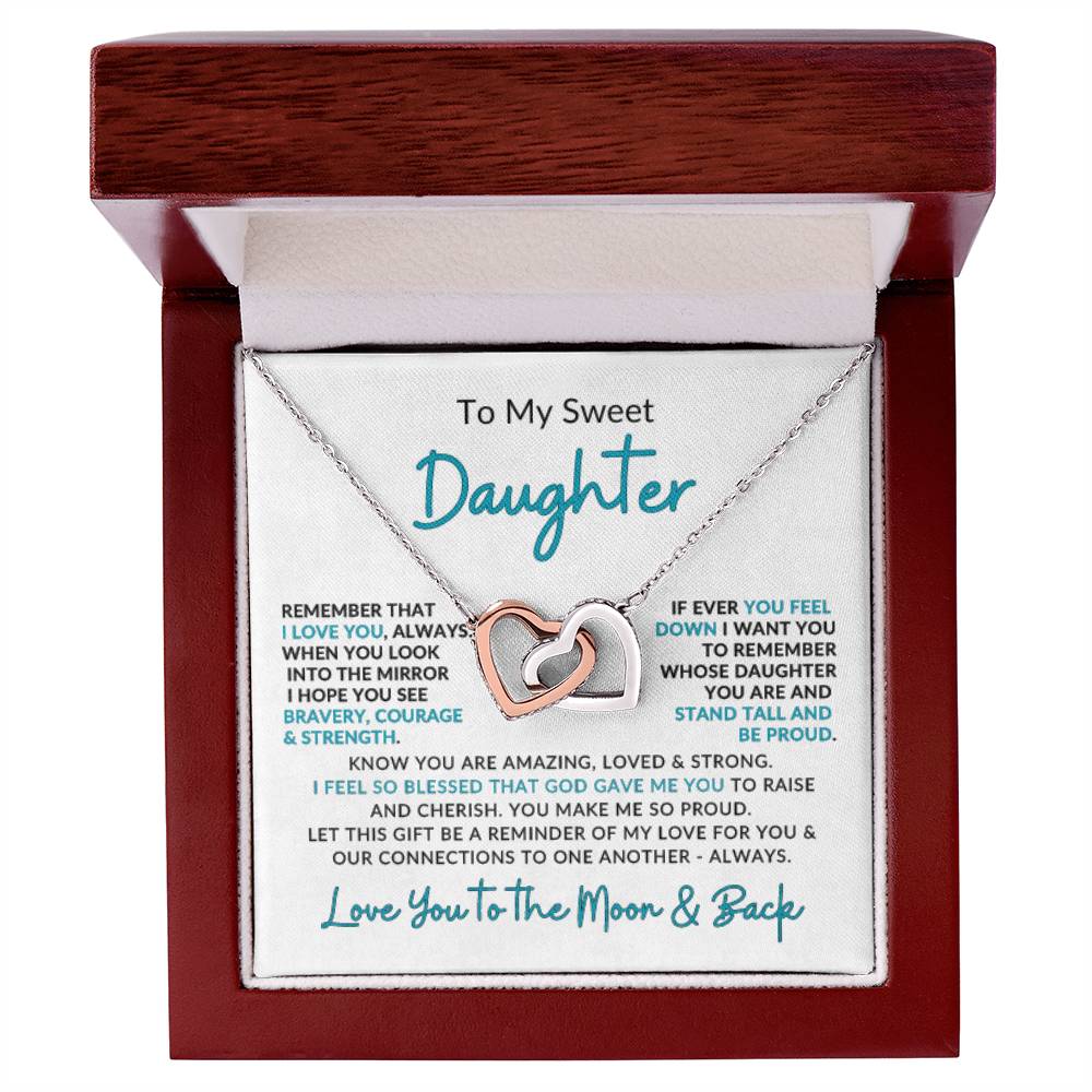 Interlocking Hearts Necklace for Daughter from Mom | Love You to the Moon Gift
