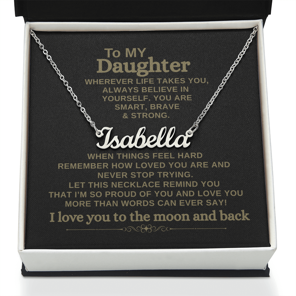 To My Daughter - Custom Name Necklace with Personalized Message Card