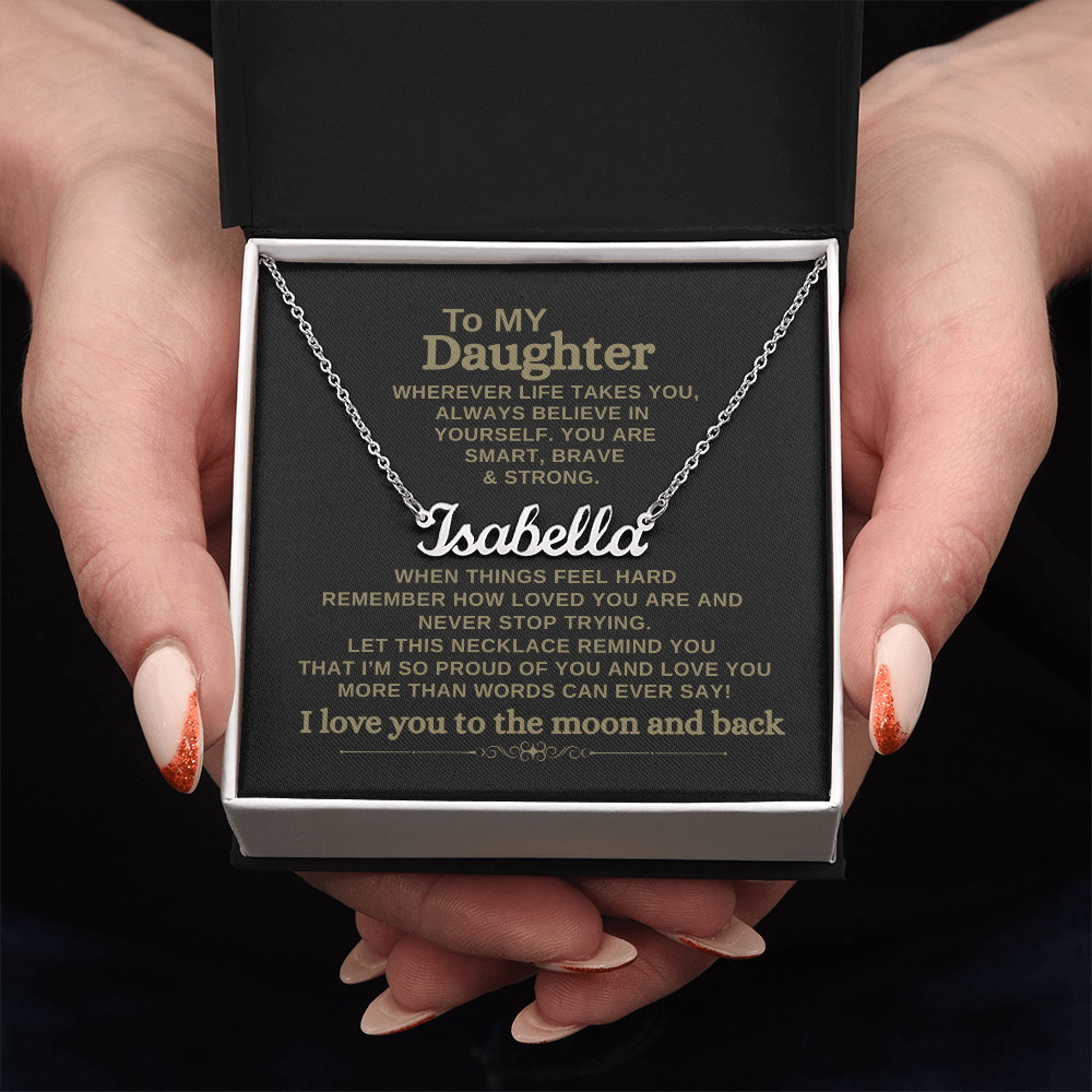 To My Daughter - Custom Name Necklace with Personalized Message Card