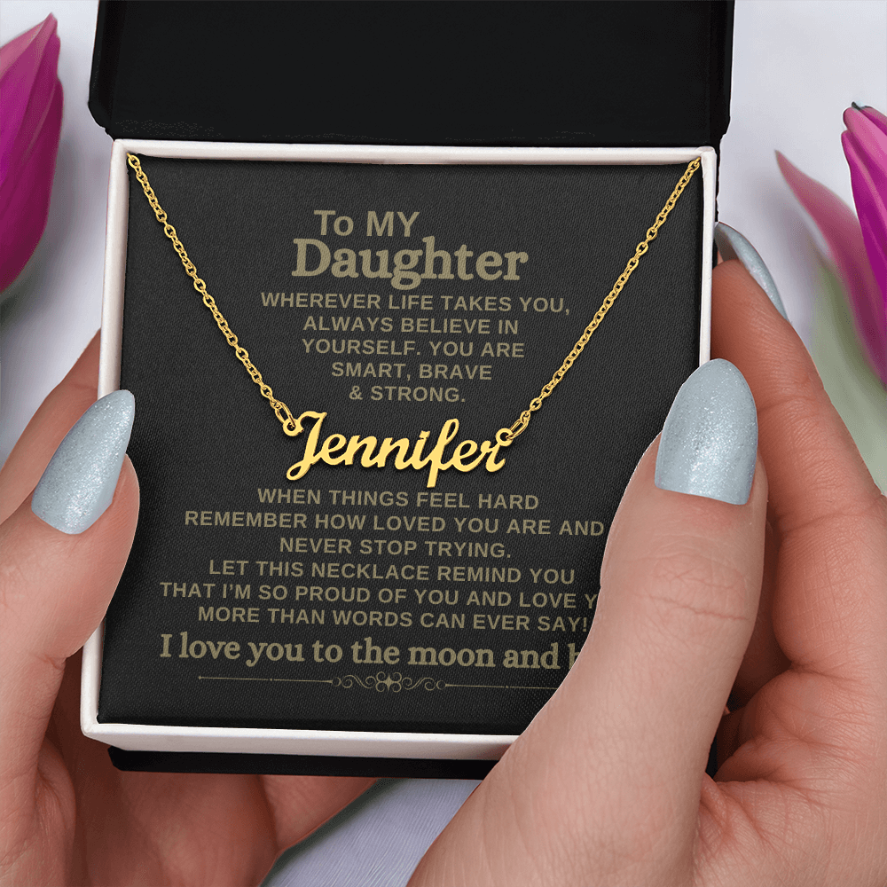 To My Daughter - Custom Name Necklace with Personalized Message Card