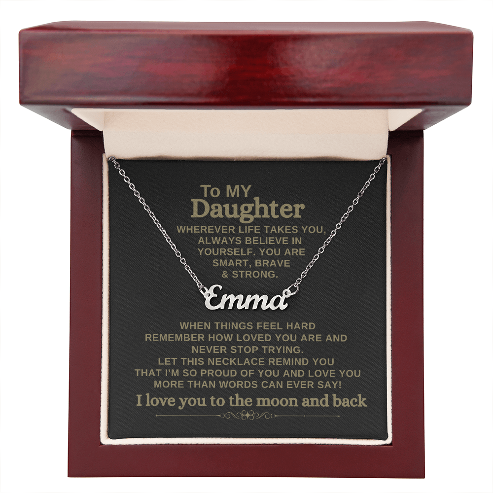 To My Daughter - Custom Name Necklace with Personalized Message Card