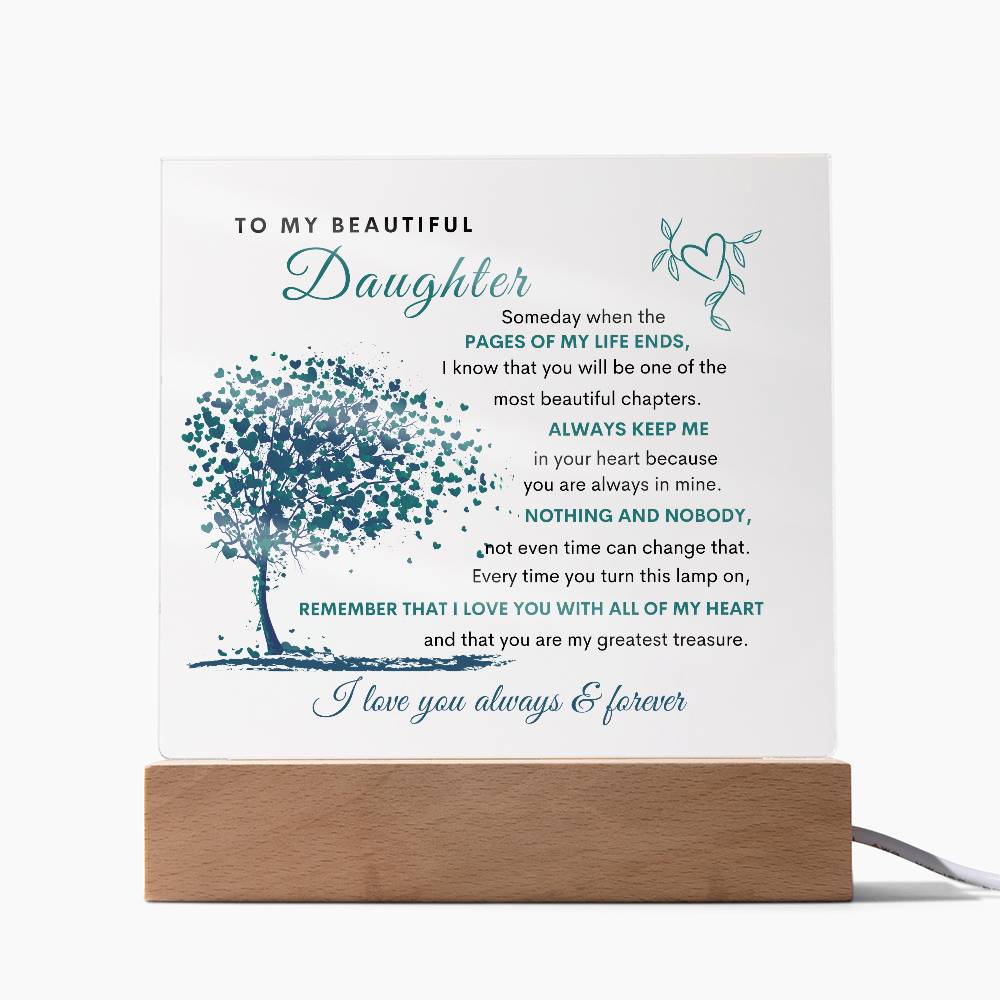 LED Acrylic Plaque for Daughter | Heartfelt Gift from Mom or Dad