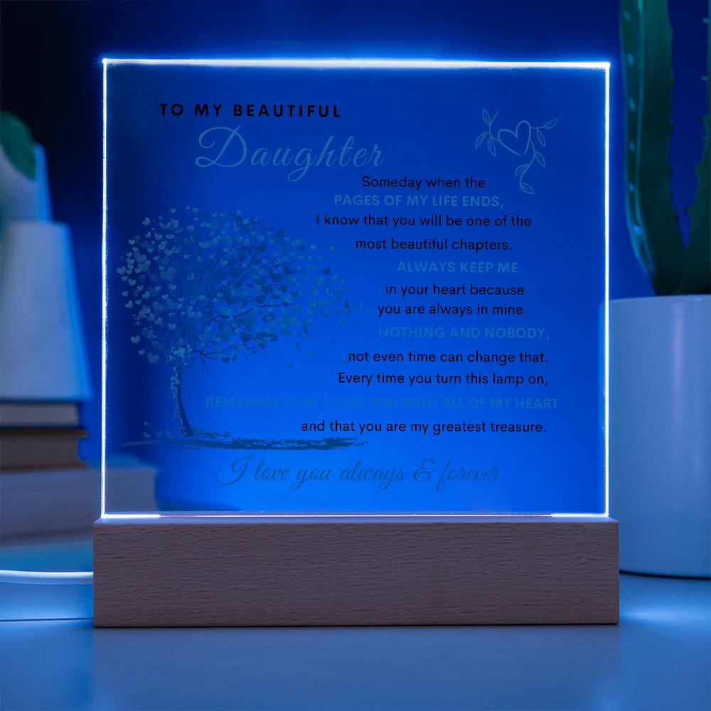LED Acrylic Plaque for Daughter | Heartfelt Gift from Mom or Dad