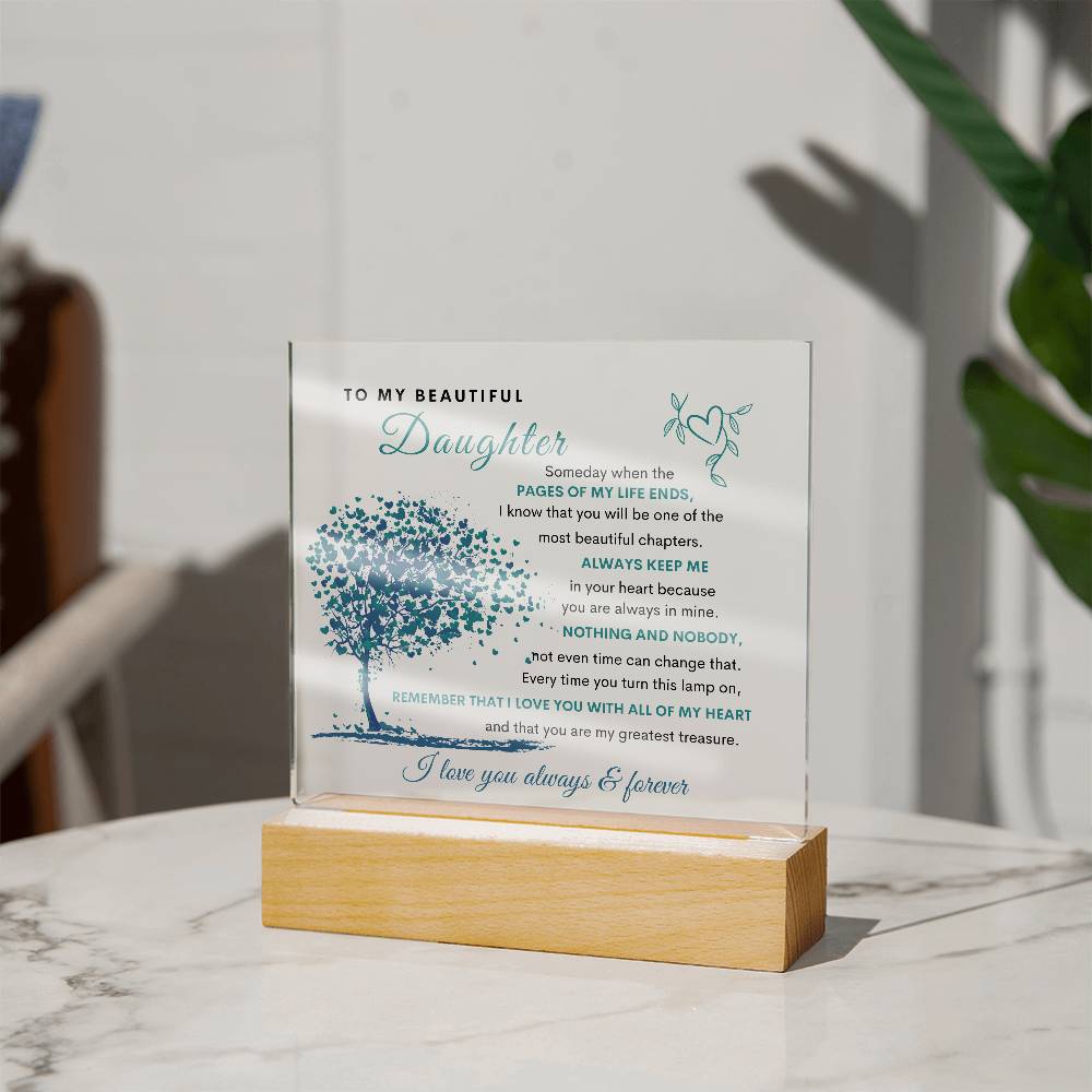 LED Acrylic Plaque for Daughter | Heartfelt Gift from Mom or Dad