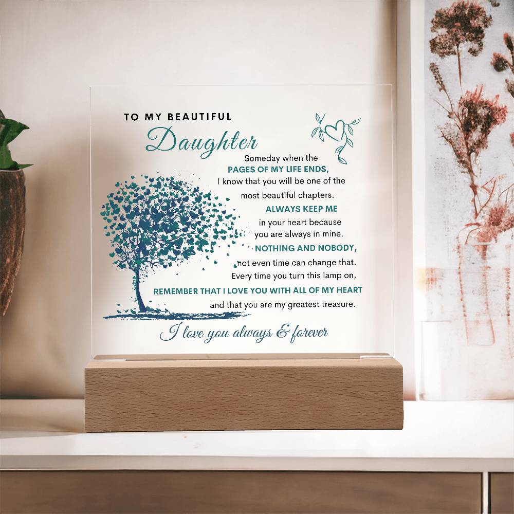 LED Acrylic Plaque for Daughter | Heartfelt Gift from Mom or Dad