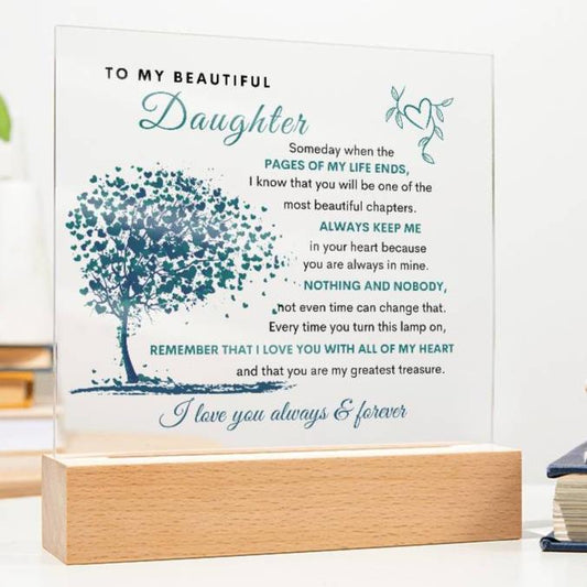 LED Acrylic Plaque for Daughter | Heartfelt Gift from Mom or Dad