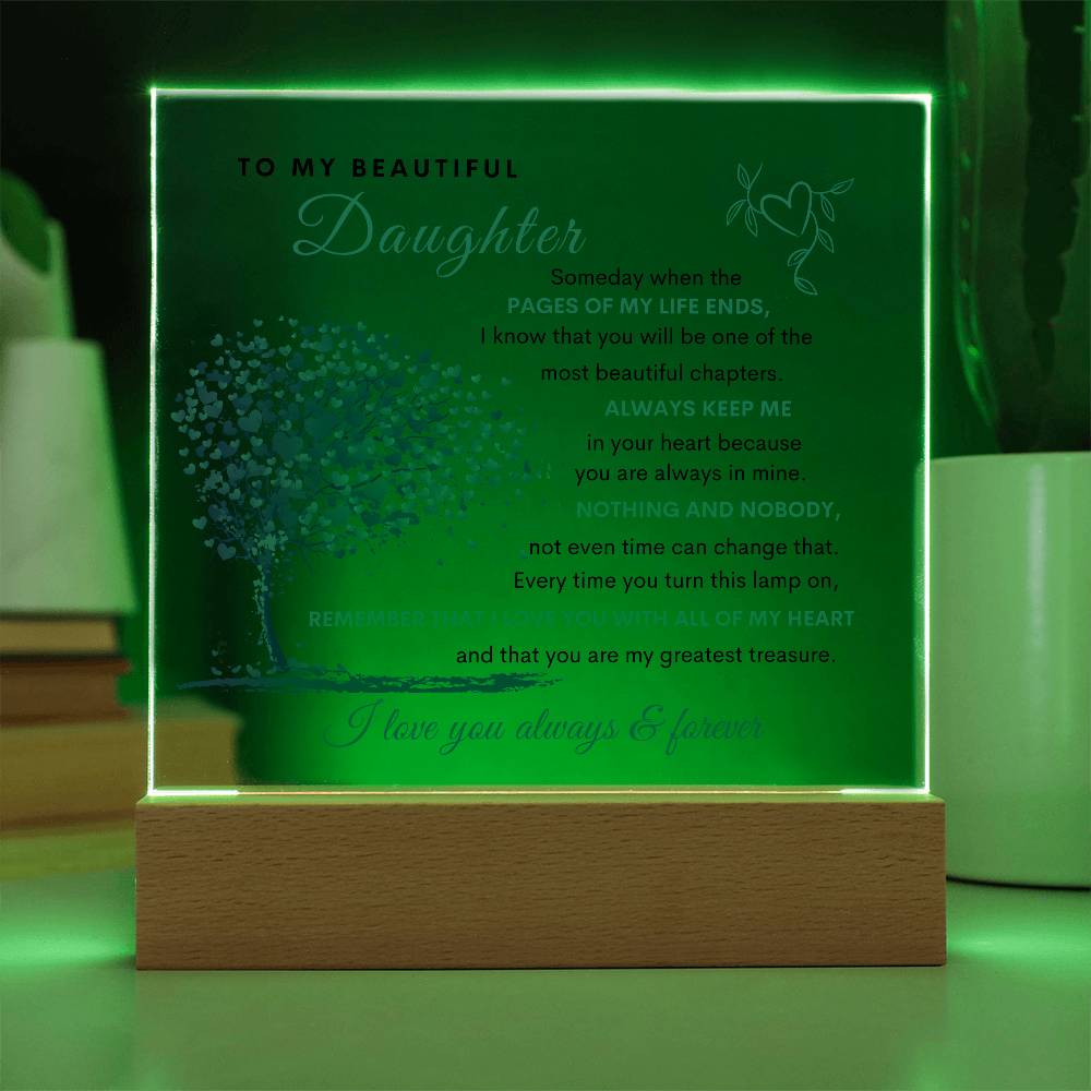 LED Acrylic Plaque for Daughter | Heartfelt Gift from Mom or Dad