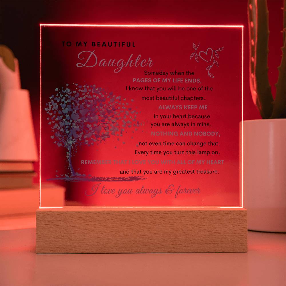 LED Acrylic Plaque for Daughter | Heartfelt Gift from Mom or Dad
