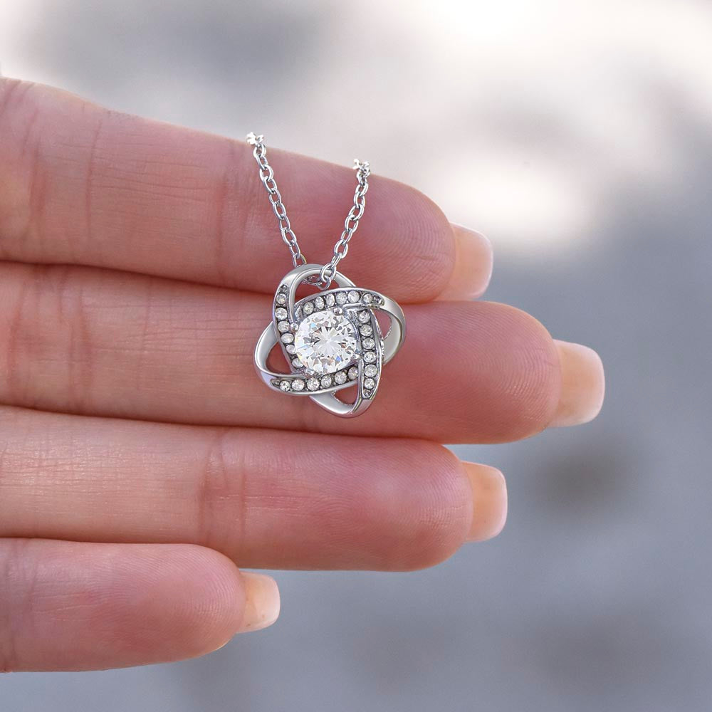 Sparkling cubic zirconia love knot necklace perfect for mothers day gift for mom