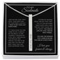 Custom 4-sided engraved stick necklace with personalized message card.