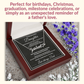 Personalized daughter necklace presented as a gift idea for birthdays, Christmas, graduation, milestones, or a surprise from Dad.