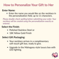  Instructions for personalizing a daughter name necklace by entering a name, choosing silver or gold finish, and selecting gift packaging.  