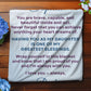  Folded jersey fleece blanket showing soft texture, blue floral design, and personalized message. 