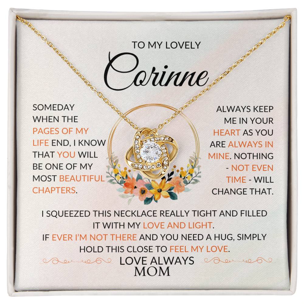 18k yellow gold finish Love Knot necklace pendant with custom message card