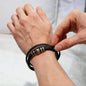 Men’s braided vegan leather bracelet with stainless steel beads, a meaningful gift for Dad for Father’s Day or birthday