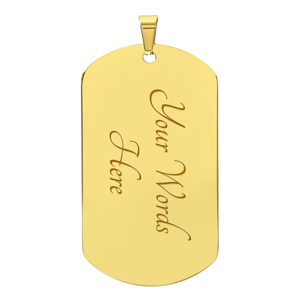 Engraved pendant for son featuring powerful message from Mom