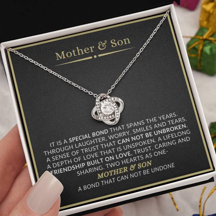 Mother and son necklace with meaningful message card celebrating their lifelong bond