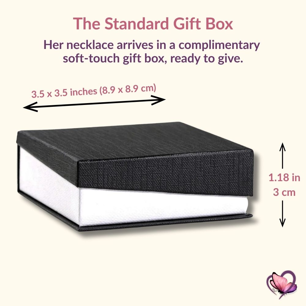 The Standard Gift Box featuring a complimentary soft-touch gift box with dimensions of 3.5 by 3.5 inches.