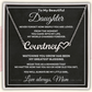 Personalized silver name necklace for daughter from Mom displayed on a heartfelt To My Beautiful Daughter message card.
