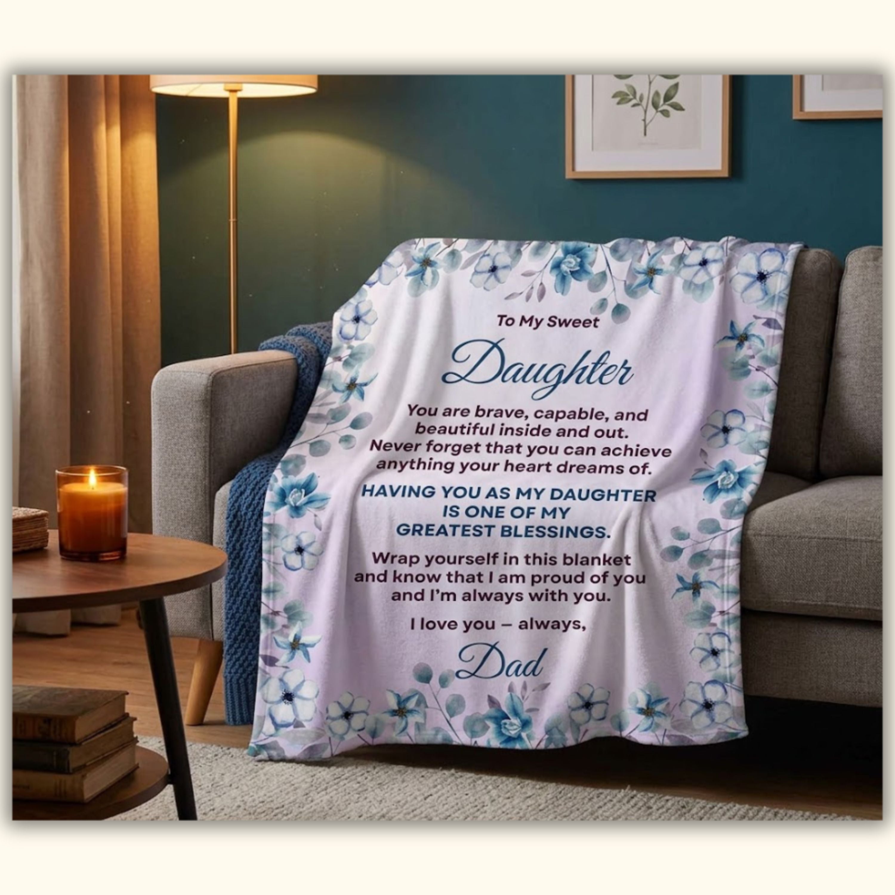 video for Personalized Daughter Blanket from Dad 
