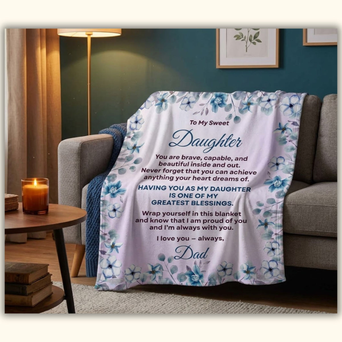 video for Personalized Daughter Blanket from Dad 