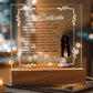 Romantic soulmate LED acrylic lamp displayed on bedroom nightstand at night